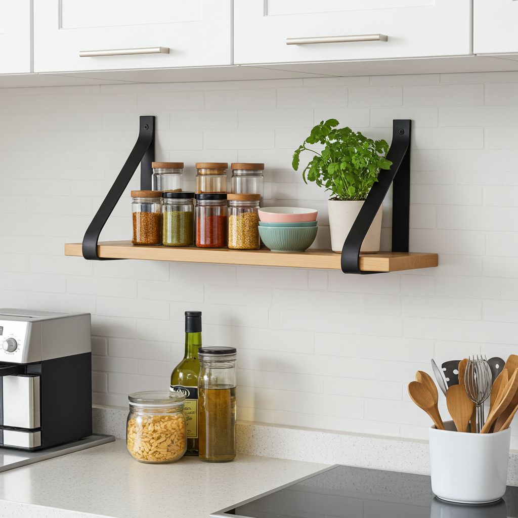 Set de 2 Repisas Modernas en Madera y Cuero