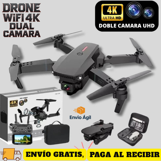 Drone WiFi 4K Dual Cámara – Maletín + Envío Gratis